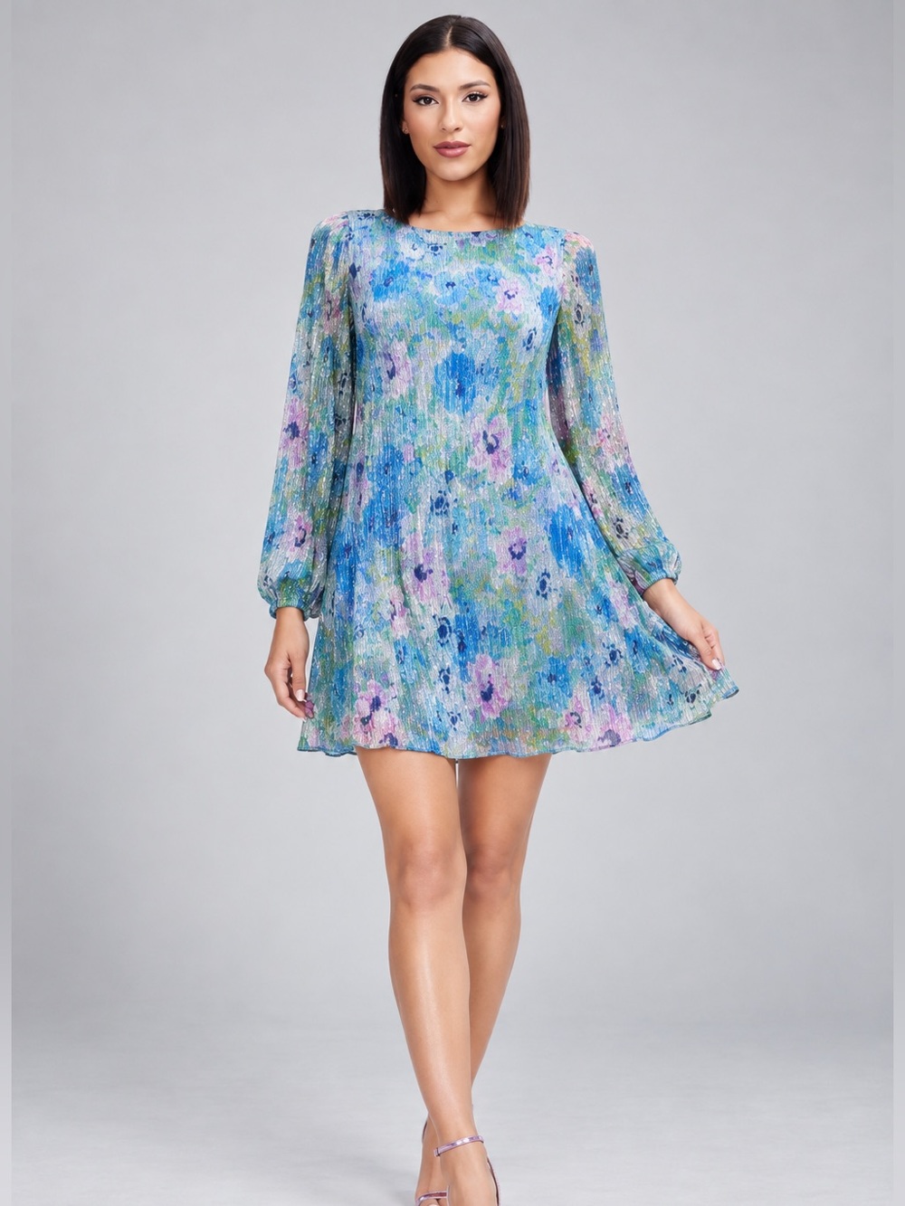 NWT Dress The Population Metallic Floral A Line Mini Sample Small